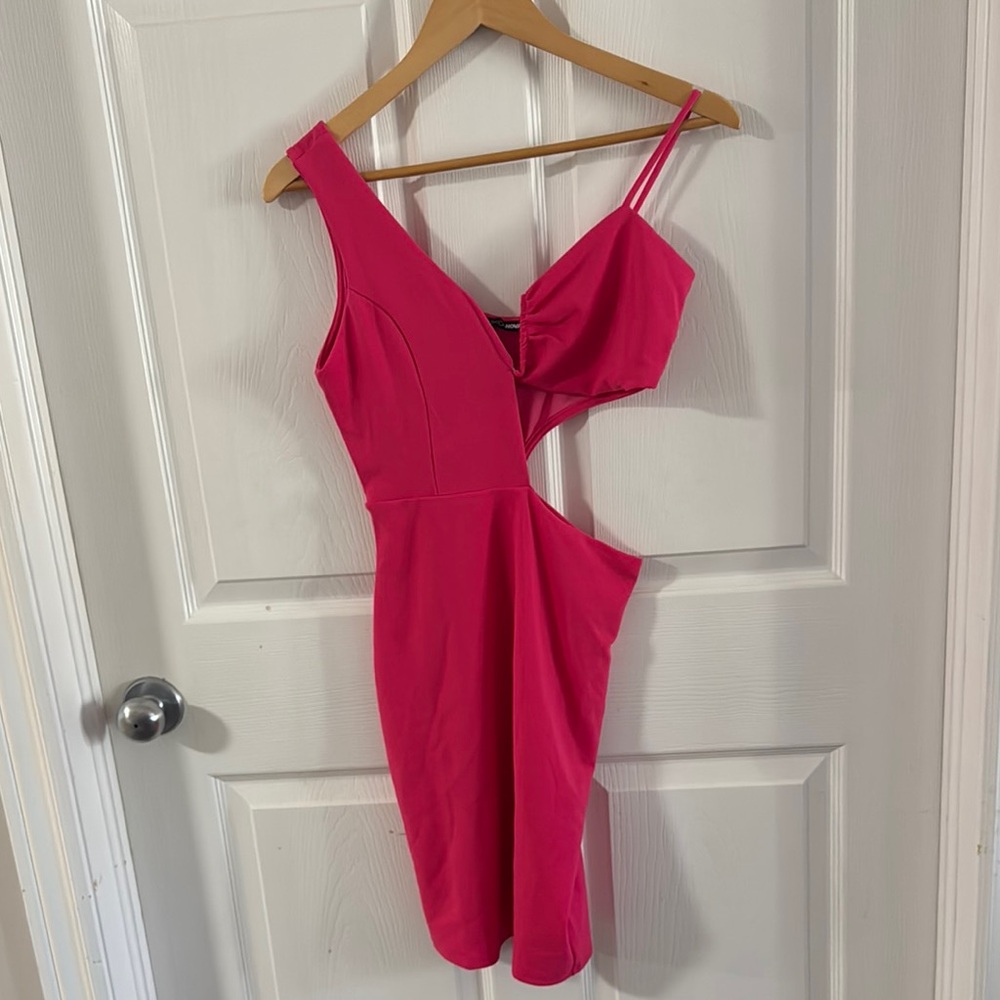 Fashion Nova Pink One Shoulder Bodycon Dress